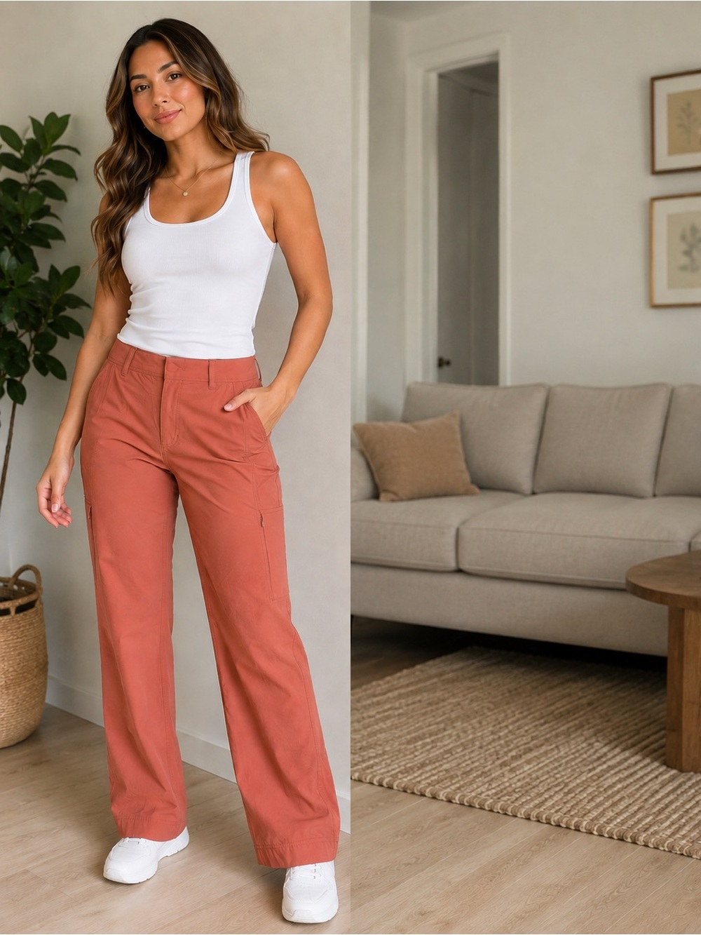 Kirkland Signature Wide-Leg Pants in Rust
